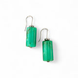Chrysoprase Barrel Earrings – Sterling Silver Hooks