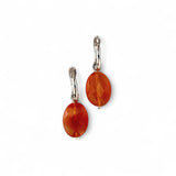 Red Agate Dangle Earrings – Sterling Silver Round Huggies