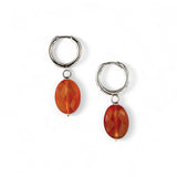 Red Agate Dangle Earrings – Sterling Silver Round Huggies