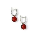 Carnelian Bead Earrings – Sterling Silver U-Shaped Huggies