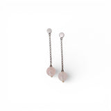 Rose Quartz Drop Earrings – Sterling Silver Studs