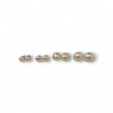 Classic button pearl stud earrings in rhodium‚ plated sterling silver