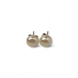 Classic button pearl stud earrings in rhodium‚ plated sterling silver