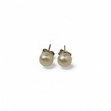 Classic button pearl stud earrings in rhodium‚ plated sterling silver