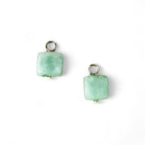 Amazonite Cube Dangle – Rhodium Plated Sterling Silver