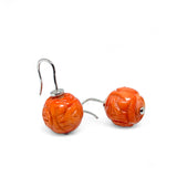 Carved Coral Earrings – Sterling Silver Hooks