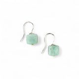 Amazonite Cube Earrings – Sterling Silver Hooks