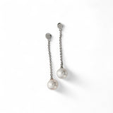 Freshwater Pearl Chain Earrings – Sterling Silver Studs