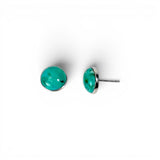 Turquoise Cabochon Stud Earrings in Sterling Silver