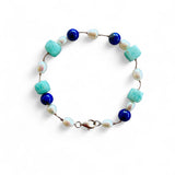 Lapis, Amazonite & Pearl Bracelet – 20cm on Silk Cord