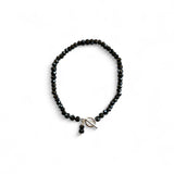 Faceted Black Spinel Bracelet – 19cm with Sterling Silver Toggle Clasp
