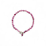 Pink Tourmaline Pebble Bracelet – 20cm, Hand-Knotted with Sterling Silver Toggle Clasp