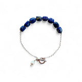Sodalite Cube & Sterling Silver Chain Bracelet – 19cm with Toggle Clasp