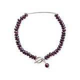 Faceted Garnet & Sterling Silver Bar Bracelet – 19cm