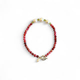 Rhodocrosite, Pearl & Peridot Bracelet – 18.5cm with Sterling Silver Toggle Clasp
