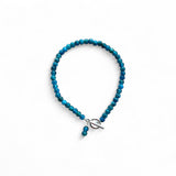 Blue Apatite Bead Bracelet – 18cm with Sterling Silver Toggle Clasp