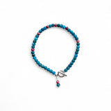 Blue Apatite & Rhodochrosite Bead Bracelet – 18cm with Sterling Silver Toggle Clasp