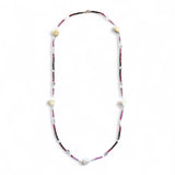 Gradient Pink Sapphire and Pearl Necklace – 80cm with 9k Yellow Gold Fittings