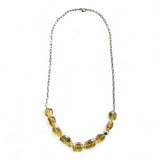 Sterling Silver Cable Chain Necklace with Graduated Citrine – 50cm Asymmetric Design