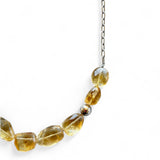 Sterling Silver Cable Chain Necklace with Graduated Citrine – 50cm Asymmetric Design