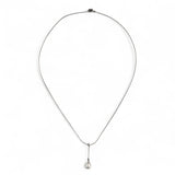 White Oval Freshwater Pearl Pendant Necklace – 50cm Sterling Silver Snake Chain