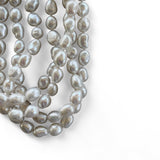 White Freshwater Pearl Rope Necklace – Organic 10×7mm Potato Pearls, No Clasp