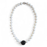 Graduated Freshwater Pearl Necklace with Black Onyx Accent – 45cm Sterling Silver Ball Clasp