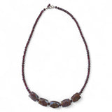Natural Garnet and Bloodstone Cube Necklace – 50cm Sterling Silver