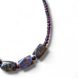Natural Garnet and Bloodstone Cube Necklace – 50cm Sterling Silver