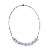 Pink Beryl and Aquamarine Necklace – 50cm Sterling Silver Cable Chain