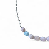 Pink Beryl and Aquamarine Necklace – 50cm Sterling Silver Cable Chain