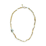 Natural Citrine Cube Necklace with Off-Centre Green Amethyst – 45cm Sterling Silver