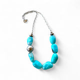 Amazonite Pebble Necklace with Sterling Silver Chain, 50cm.
