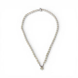 White Rice Pearl Necklace with Button Pearl Pendant – 45cm Hand-Knotted with Sterling Silver Toggle Clasp