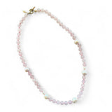 Rose Quartz and Freshwater Pearl Necklace – 55cm with Sterling Silver Toggle Clasp