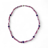 Pink Tourmaline and Amethyst Necklace – 55cm with Sterling Silver Ball Clasp
