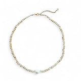 Pale Citrine and Freshwater Pearl Necklace – 45cm Extensible to 50cm, Sterling Silver Clasp