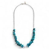 Turquoise Chip and Pearl Necklace – 50cm Sterling Silver Belcher Chain