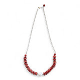 Red Coral and Pearl Necklace – 50cm Sterling Silver Belcher Chain