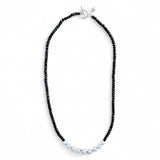 Natural Black Spinel and Freshwater Pearl Necklace – 45cm Sterling Silver