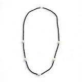 Black Spinel and Freshwater Pearl Tin Cup Necklace – 60cm with Sterling Silver Toggle Clasp
