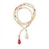 Pink Freshwater Pearl Lariat with Rhodochrosite & Peridot