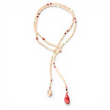 Pink Freshwater Pearl Lariat with Rhodochrosite & Peridot