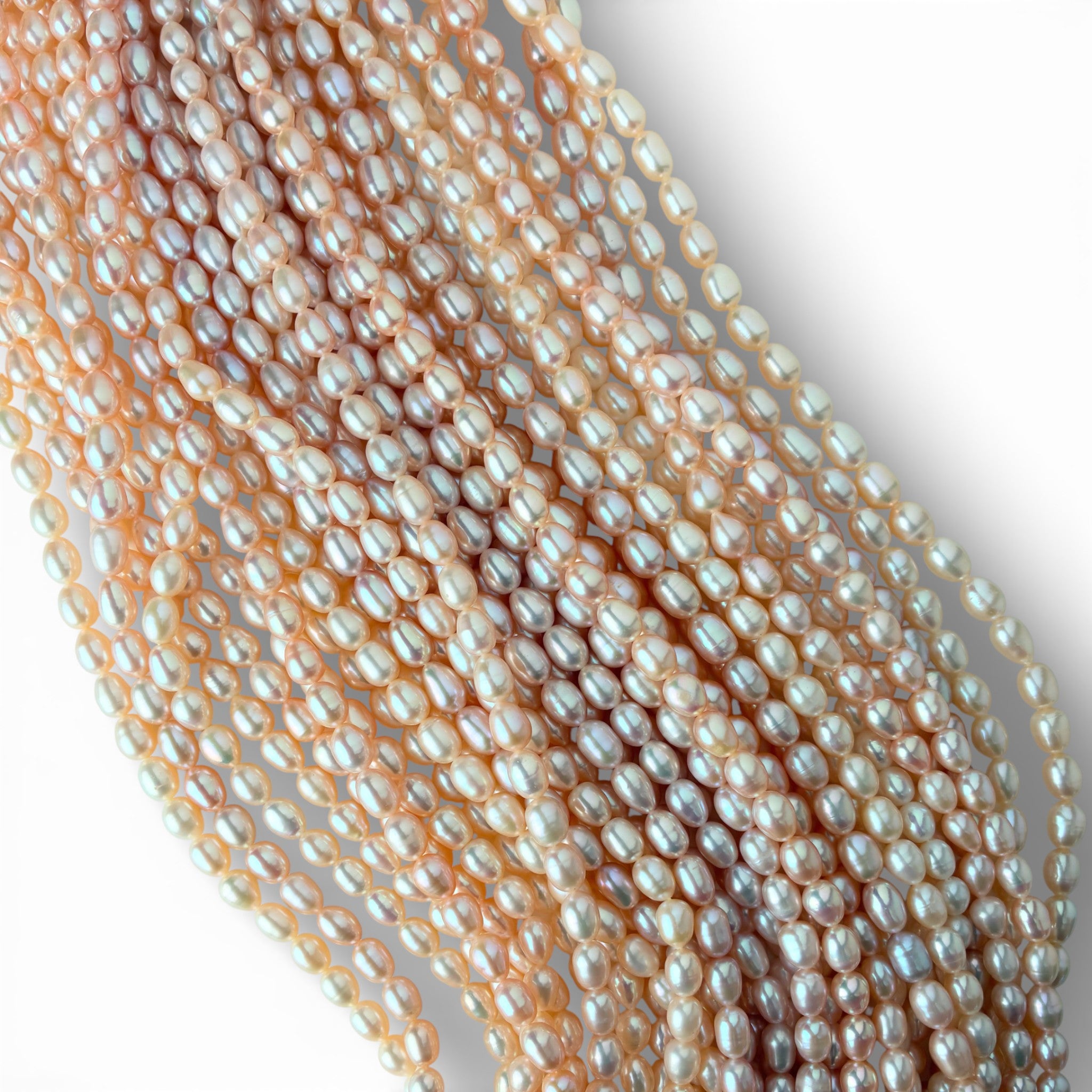 Pink or White Rice Freshwater Pearl Strand 5.5–6mm – 37cm
