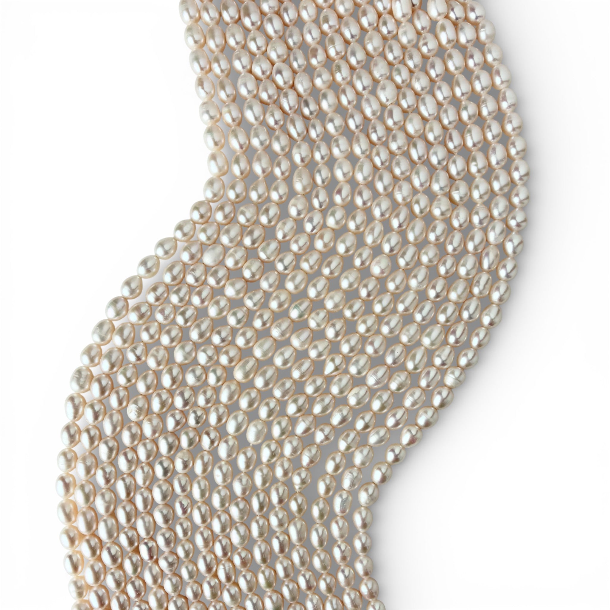 Pink or White Rice Freshwater Pearl Strand 5.5–6mm – 37cm